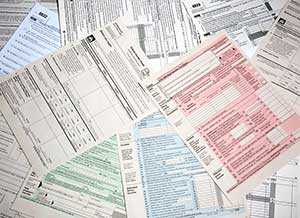 Miscellaneous tax forms in pile